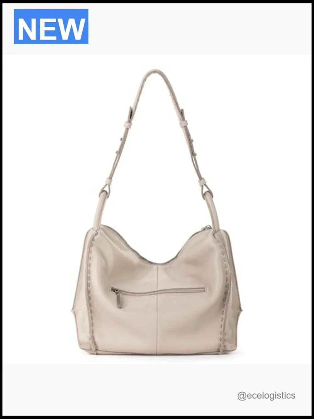 Large Leather Hobo Purse with Zipper Pocket - Everyday Travel Bag
